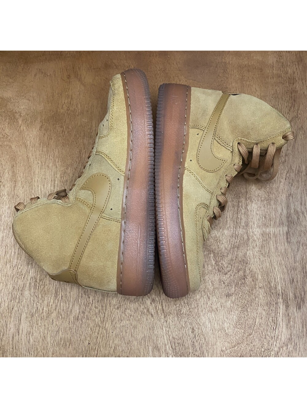 Nike Air Force 1 High LV8 Shoes Youth Sz 6.5 Y Wheat Tan Suede Gum CK0262-700 - Picture 2 of 15